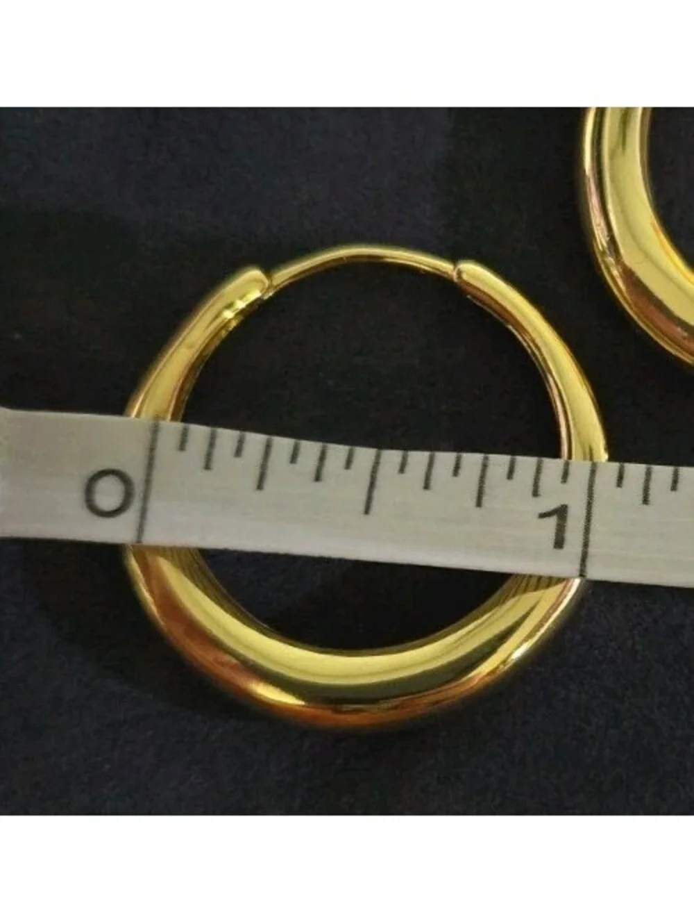 IBB CN Stamped Gold Tone Hoop Earrings 2 Pairs - 1.25 Inch - 1 Inch